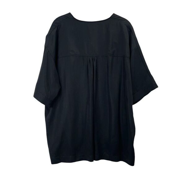 COS boxy lagenlook top Size 10 black short sleeve boho v‎ neck - Picture 6 of 7